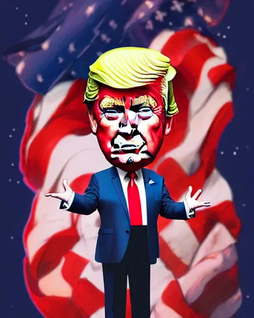 Image similar to digital art, fantasy portrait of donald trump with the number 5 floating in space, by james jean, by ross tran, ultra detailed, character design, concept art, trending on artstation,