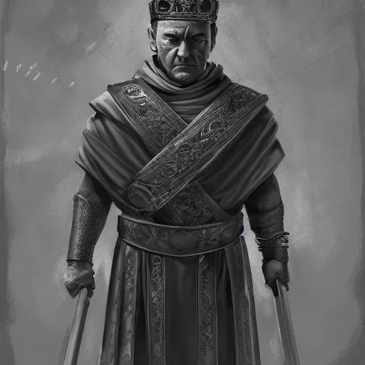 Image similar to Illustration of Kevin Spacey as a Roman Emperor, dark atmosphere, angry look, gta 5 cover style, highly detailed, digital painting, Trending on artstation , HD quality, by Glenn Rane and Samwise Didier, dramatic light, octane