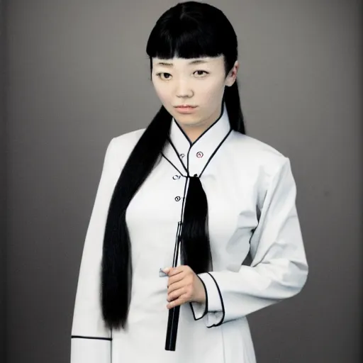 Prompt: chinese woman, odango ponytails, wearing eyepatch, formal uniform