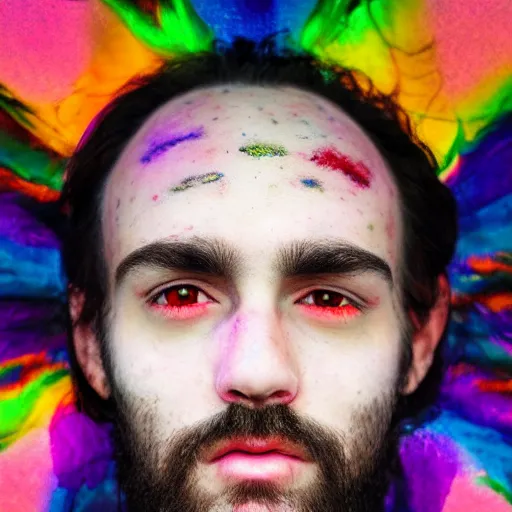 Image similar to three eyed humans, third eye middle of forehead, wide wide shot, very hairy bodies, vivid colors, forehead eye, beautiful lighting