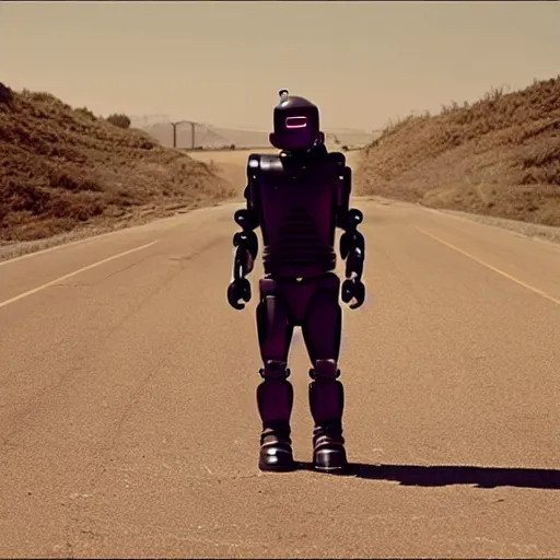 Image similar to movie still of robot eminem, cinematic composition, cinematic light, criterion collection, by edgar wright
