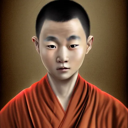 Prompt: chinese boy monk digital art