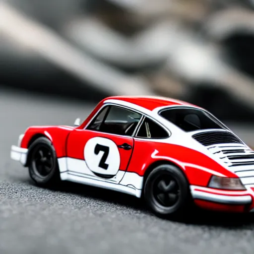 Prompt: micro machines, porsche 911, bokeh, macro photography