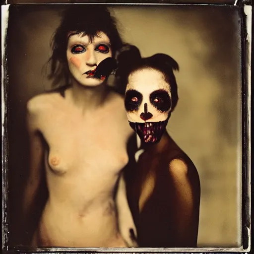 Image similar to kodak portra 4 0 0, wetplate, photo of a surreal artsy dream scene, horror, animal, carneval, grotesque, photographed by paolo roversi style