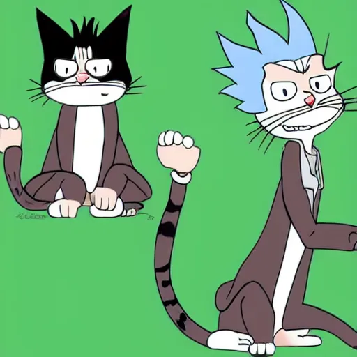 Prompt: a cat in the style of rick sanchez from rick and morty