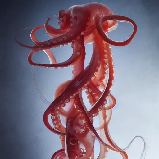 Prompt: thick translucent octopus tentacles by ruan jia, wayne barlow, photoreal