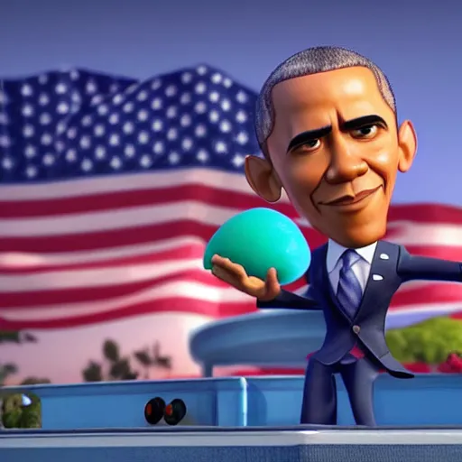 Prompt: obama, pixar animation, hd, octane render