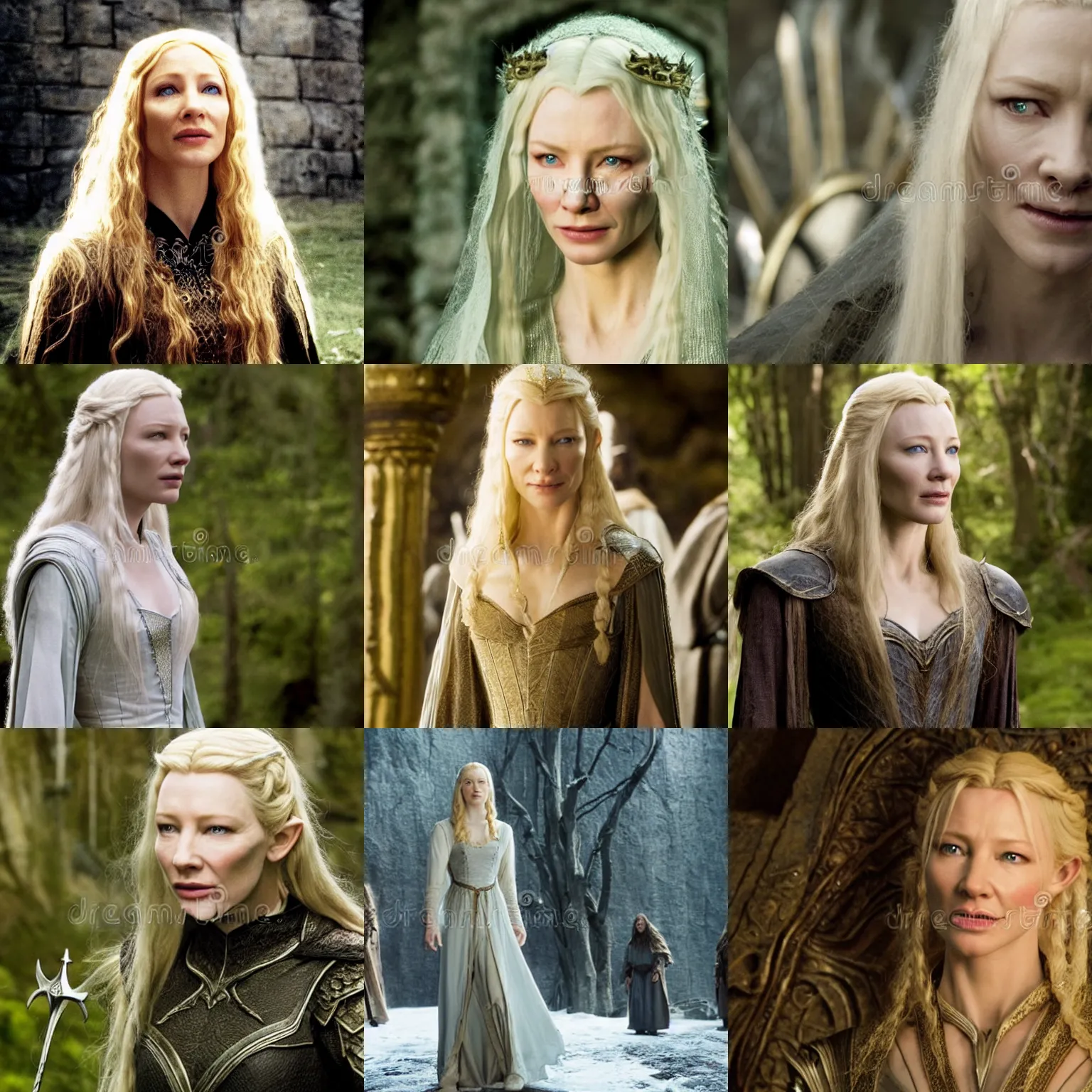 young cate blanchett ( galadriel ) in a scene of lord | Stable Diffusion