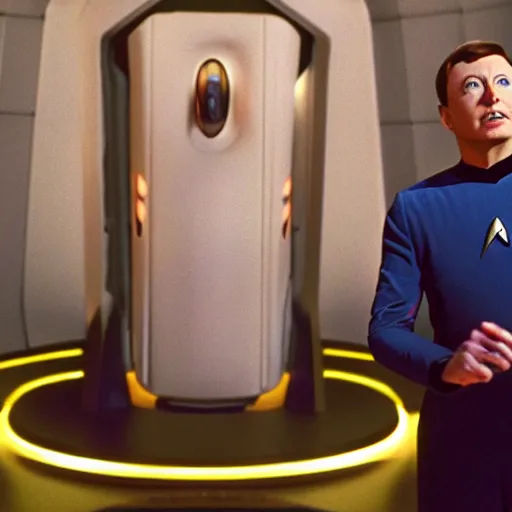 Prompt: color film still from star trek, staring elon musk, jeff bezos, bill gates, steve jobs, XF IQ4, 150MP, 50mm, F1.4, ISO 200, 1/160s, natural light