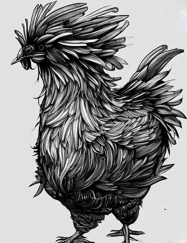 Image similar to a beautiful illustration of a mechanical chicken, trending on artstation, digital art, 4 k resolution, detailed, high quality, sharp focus, hq artwork, coherent, insane detail, character portrait