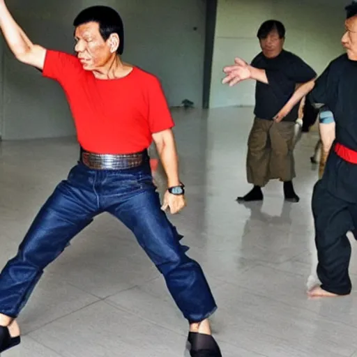 Image similar to duterte with super saiyan hair in fighting pose