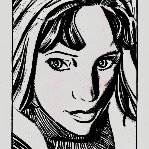 Image similar to a female character drawn by david mazzucchelli, cmyk portrait