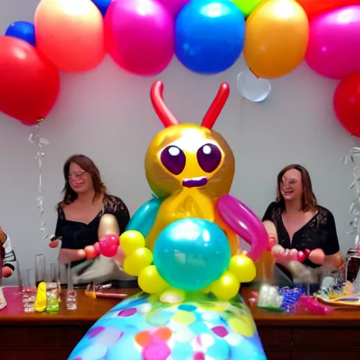 Image similar to anthropomorphic birthday balloon partying and drinking