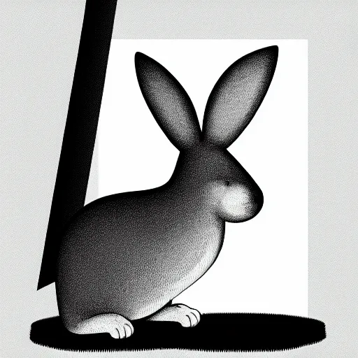 Image similar to book illustration of big chungus, book illustration, monochromatic, white background, black and white image