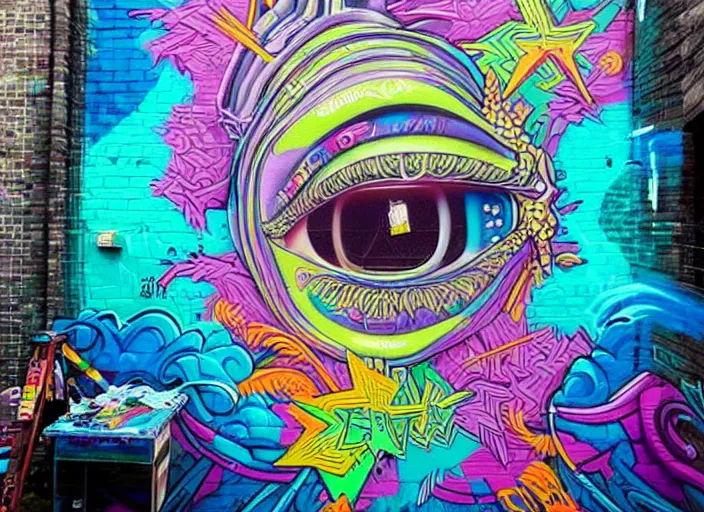 Prompt: epic graffiti art, intricate detail, vivid pastel colors, illustration design