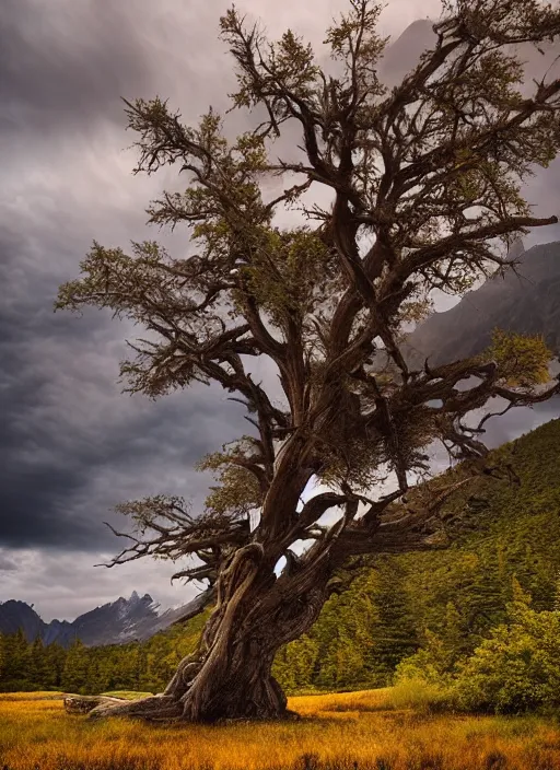 Image similar to landscape photography by marc adamus dead tree in the foreground mountains lake