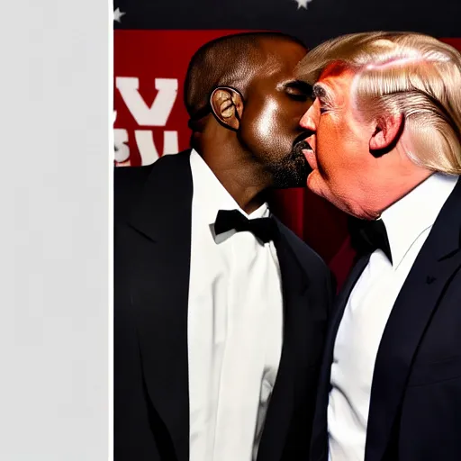 Prompt: kanye west kissing donald trump