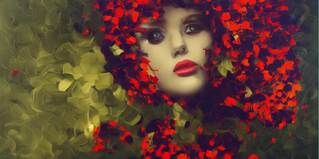 Image similar to retro painting of surreal waiim flowers, by taras loboda, highly detailed, hyperrealism, excellent composition, cinematic concept art, dramatic lighting, trending on artstation