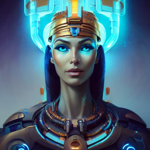 Image similar to a portrait of a beautiful cybernetic cleopatra, cyberpunk concept art by pete mohrbacher and wlop and artgerm and josan gonzales, digital art, highly detailed, intricate, sci-fi, sharp focus, Trending on Artstation HQ, deviantart, unreal engine 5, 4K UHD image