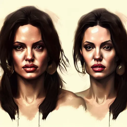 Prompt: Angelina Jolie as a grand theft auto 5 loading screen, very detailed face, gorgeous, beautiful, intricate, highly detailed, digital painting, artstation, concept art, sharp focus, illustration, art by greg rutkowski and alphonse mucha