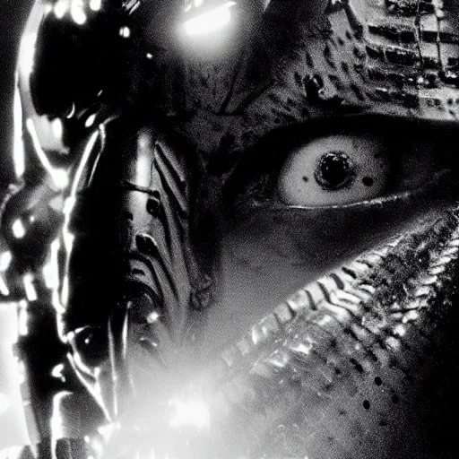 Prompt: movie still of a monster cyborg, cinematic composition, cinematic light, warm lighting criterion collection, by david lynch