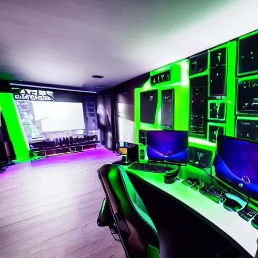 Image similar to razer RGB super gaming house