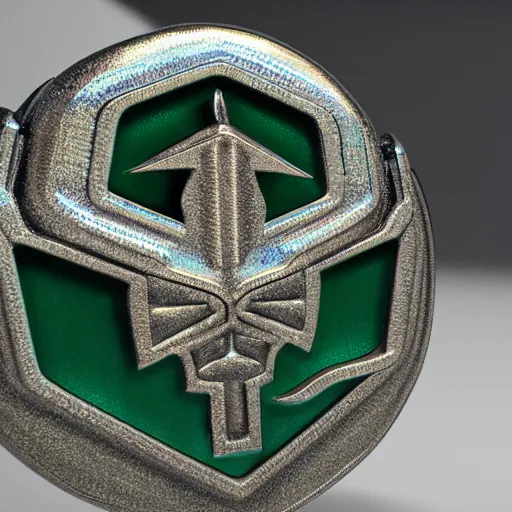 Image similar to shiny metallic amulet with a glowing emerald, highly detailed, concept art, beautiful, octane render, realistic, unreal engine, sharp focus