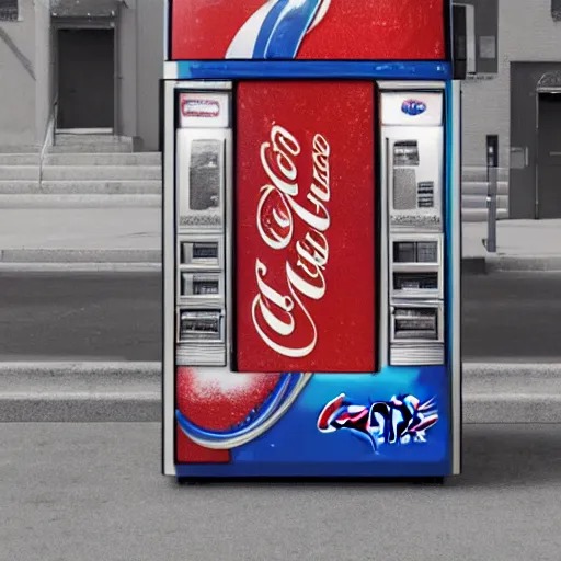 Image similar to a pepsi - style vending machine on a deserted summer street full of cans of coca - cola, cinematic composition, artstation, concept art