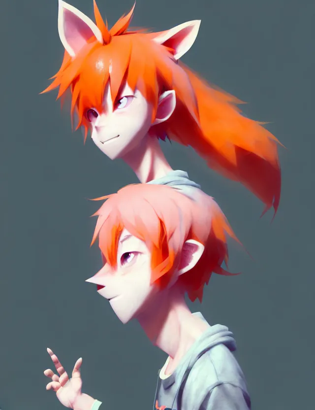 Premium AI Image  Cute and Handsome anime boy with short orange hair