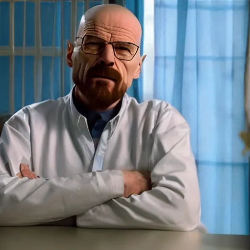 Image similar to walter white selling blue methamfetamine to suleyman soylu realistic dof 8k