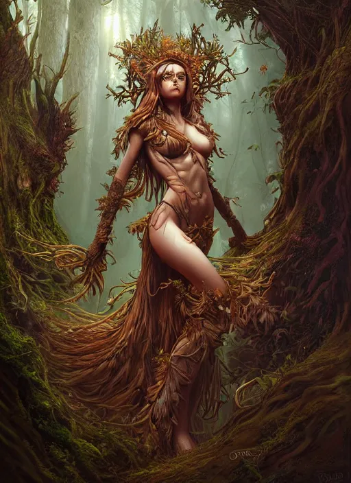 Prompt: digital painting goddess of the forest, symmetrical, fantasy, highly detailed, realistic, complex, fantasy, over - detailed, elegant, intricate, dynamic lighting, hyperrealism, digital art, digital painting, artstation, wlop, clear focus, illustration by filipe pagliuso and justin gerard
