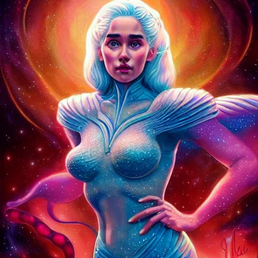 Image similar to cosmic stunning lofi daenerys targaryen portrait, queen of dragons, fire flaming dragon serpent, Pixar style, by Tristan Eaton Stanley Artgerm and Tom Bagshaw.