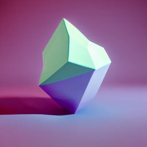 Prompt: A 3d render of pastel colored liquid objects are melting together as a clay in a geometric shape with detailed shadow. Geometric shaped. render, low angle camera, detailed shading, vray octane, redshift. ray tracing. volumetric lighting. micro details, Hyper detailed, 8K3d, Trending on Artstation. rendered in cinema4d, Hyper realism.