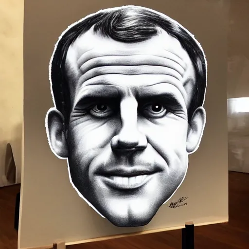 Image similar to portrait of a Macron face made out of $ money 💰