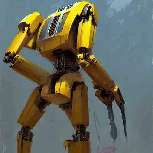 Prompt: tall muscular yellow pit droid, by Greg Rutkowski