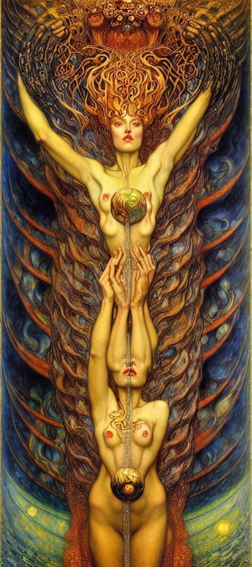 Image similar to Divine Chaos Engine by Karol Bak, Jean Delville, William Blake, Gustav Klimt, and Vincent Van Gogh, symbolist, visionary