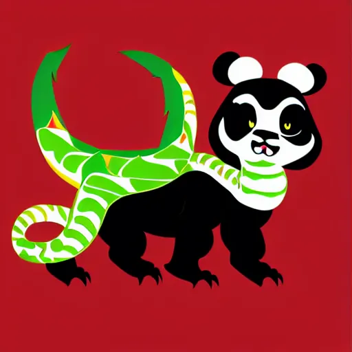 Image similar to vector art of welsh dragon and panda mixed, intercrossed, chimera, welsh flag, adobe illustrator