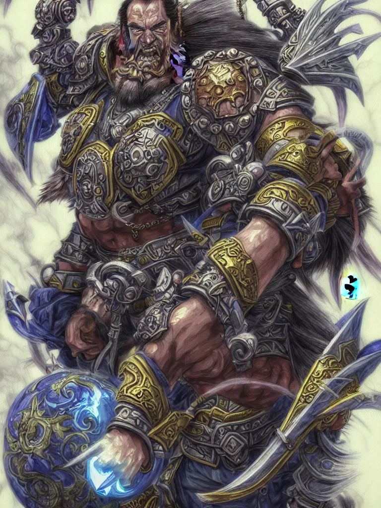 Image similar to Warcraft character in Japanese folklore style portrait drawn by Katsuhiro Otomo, photorealistic style, intricate detailed oil painting, detailed illustration, oil painting, painterly feeling, centric composition singular character
