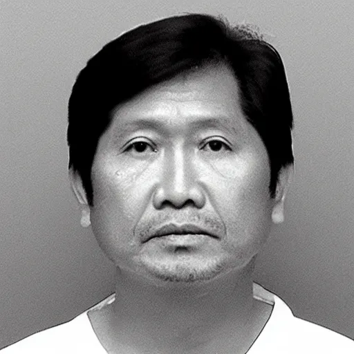 Image similar to mugshot photo of BongBong Marcos, realistic,