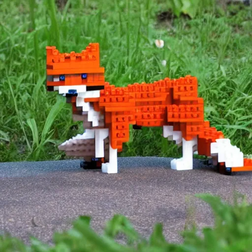 Prompt: A fox made out of LEGO