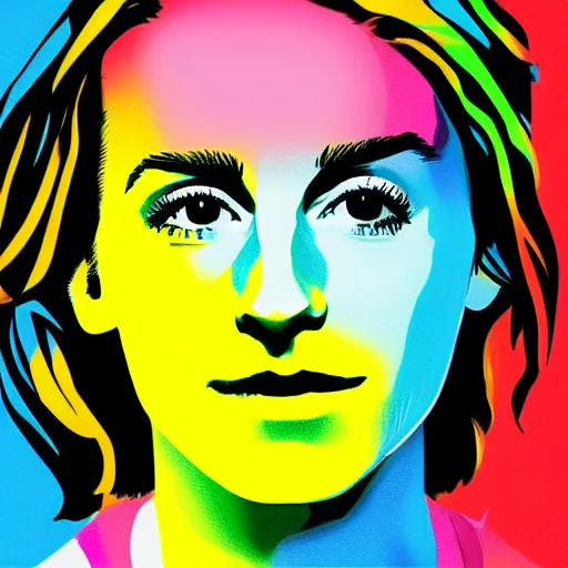 Image similar to rainbow smiling emma watson as hermione. pop art.