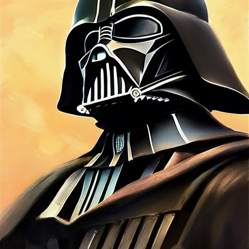 Image similar to greg manchess portrait painting of armored darth vader as overwatch character, medium shot, asymmetrical, profile picture, organic painting, sunny day, matte painting, bold shapes, hard edges, street art, trending on artstation, by huang guangjian and gil elvgren and sachin teng
