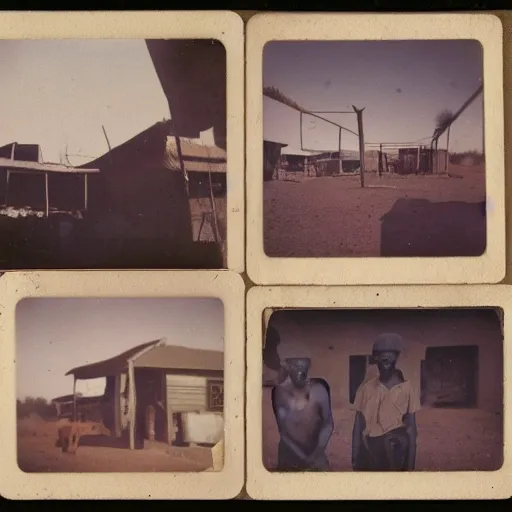 Prompt: old polaroids of african taverns, kuka shops, rural tavern, namibia