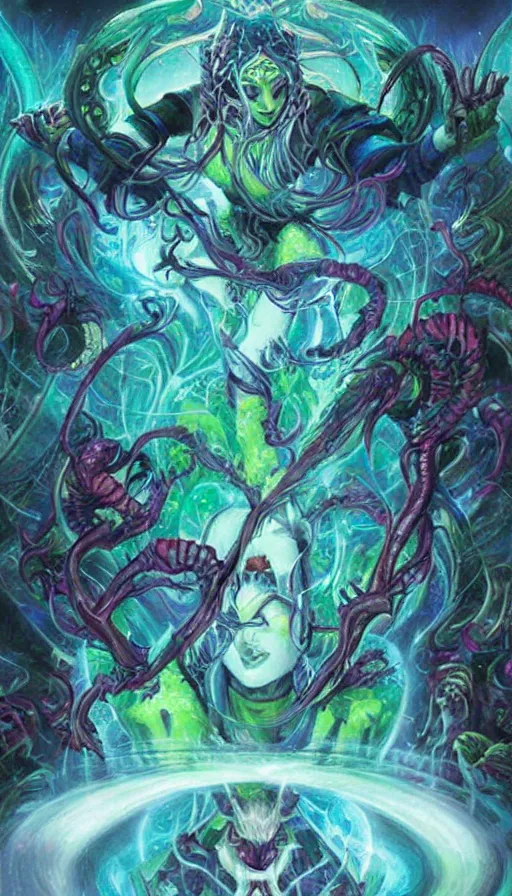 Image similar to psytrance artwork, from magic the gathering