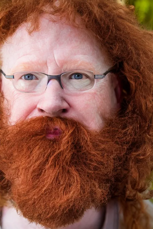 Image similar to full body photo of a 5 0 year old ginger men, full hair, large and crooked teeth and mouth, nerdy appearance, smooth, sharp, 8 5 mm, f / 1. 3