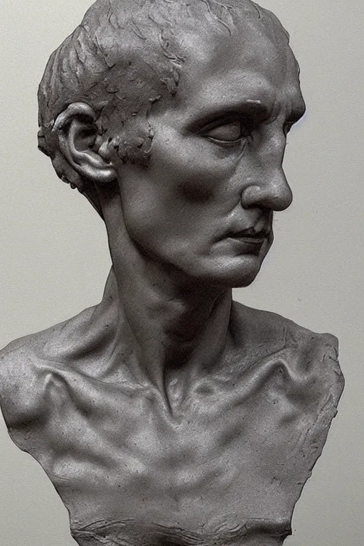 Image similar to a sculpture of a michelangelo's angel bust, very detailed charcoal portrait by frank auerbach