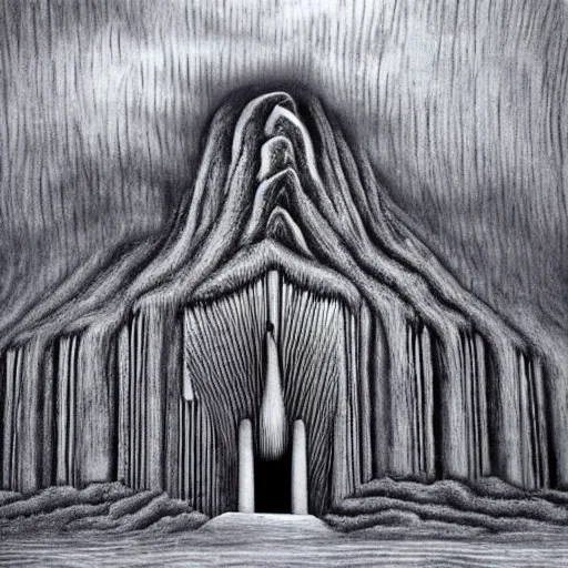 Image similar to 'twin peaks, black lodge by hr giger, ominous, lynchian' W 1024