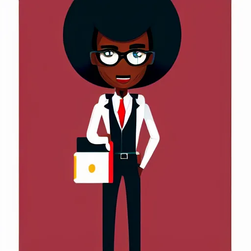 Prompt: a black 2 d lawyer character, vector art, digital art, portrait, 4 k, 8 k, sharp focus, smooth, illustration, concept art, design