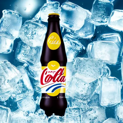 Image similar to an icy cold bottle of conka cola, marketing promo photo