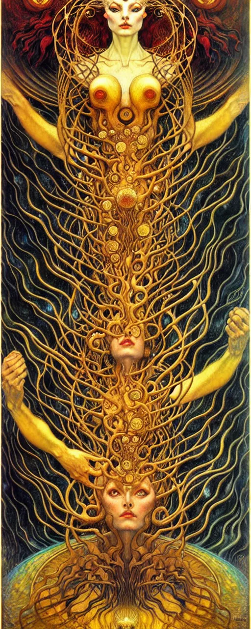 Image similar to Divine Chaos Engine by Karol Bak, Jean Delville, William Blake, Gustav Klimt, and Vincent Van Gogh, symbolist, visionary